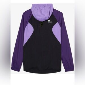 Lacoste Colorblock Windbreaker Jacket Purple Black Hooded Size 52 Size M/L